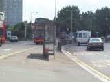 [A new bus stop for the W8/W6/192 just south of Monmouth Road (06/07/2004).]