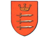 [The arms of Middlesex County Council featuring three seaxes and under a saxon crown.]