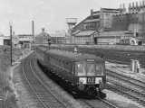 [Class 125 DMU on a Stratford bound service (07/08/1975).]